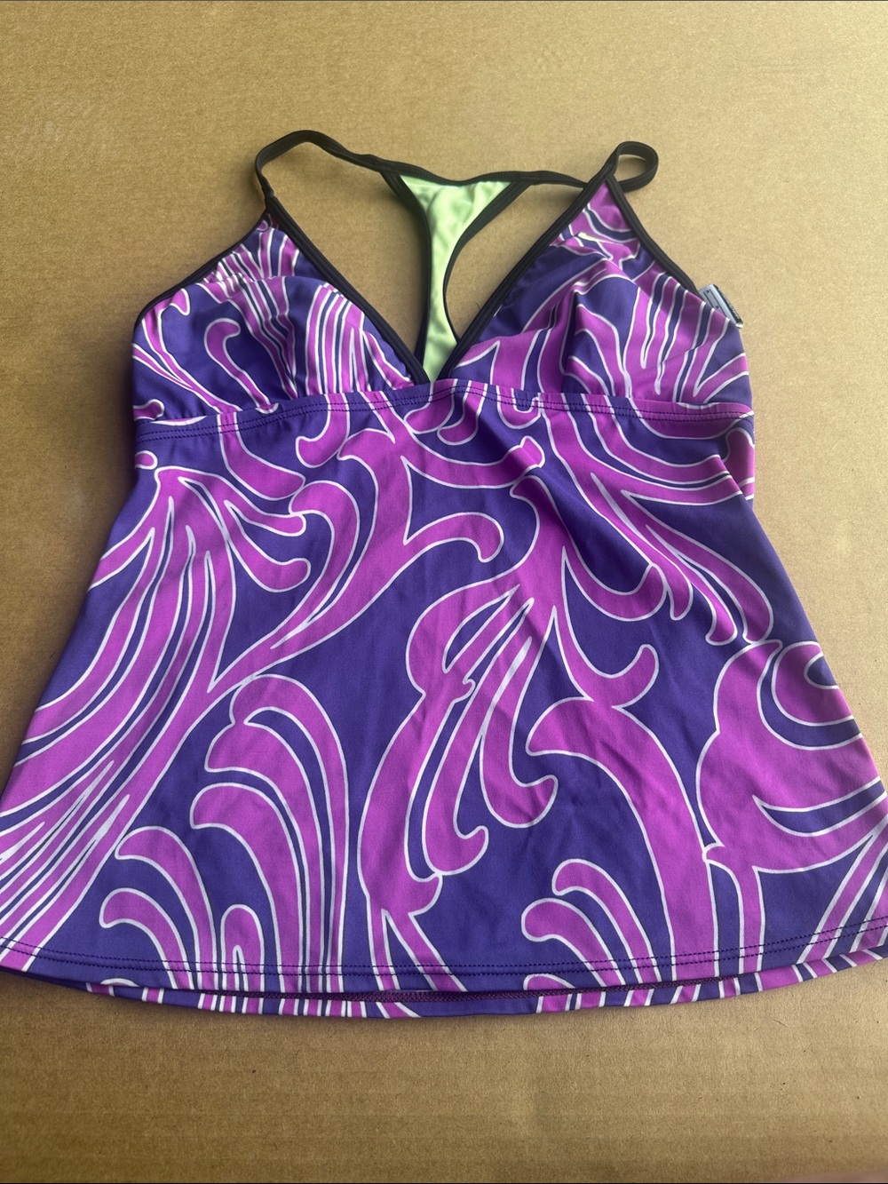 Nike Women Swim Purple & Pink Patterned Tankini Top